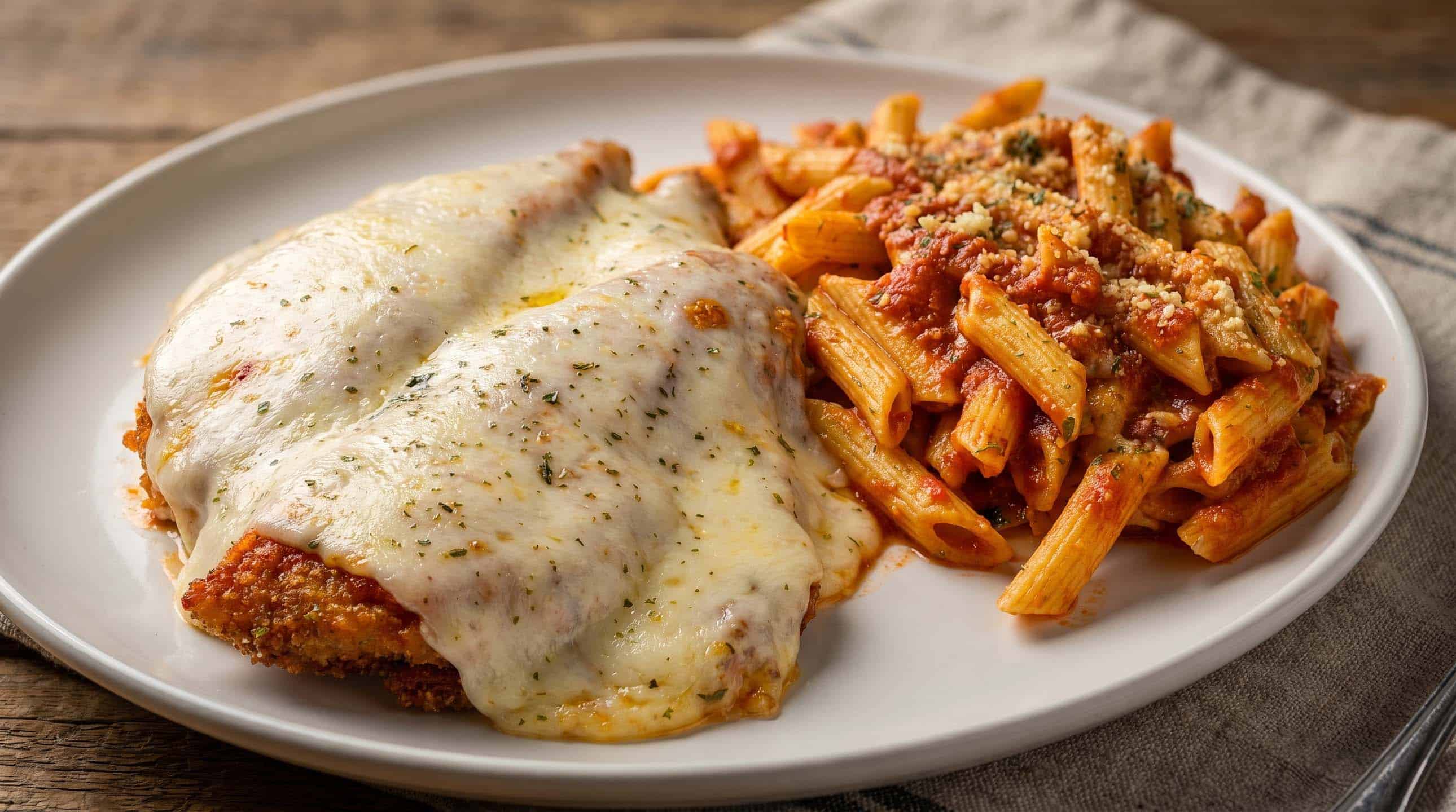 Chicken parmigiana with penne delivered to Leonardo, NJ